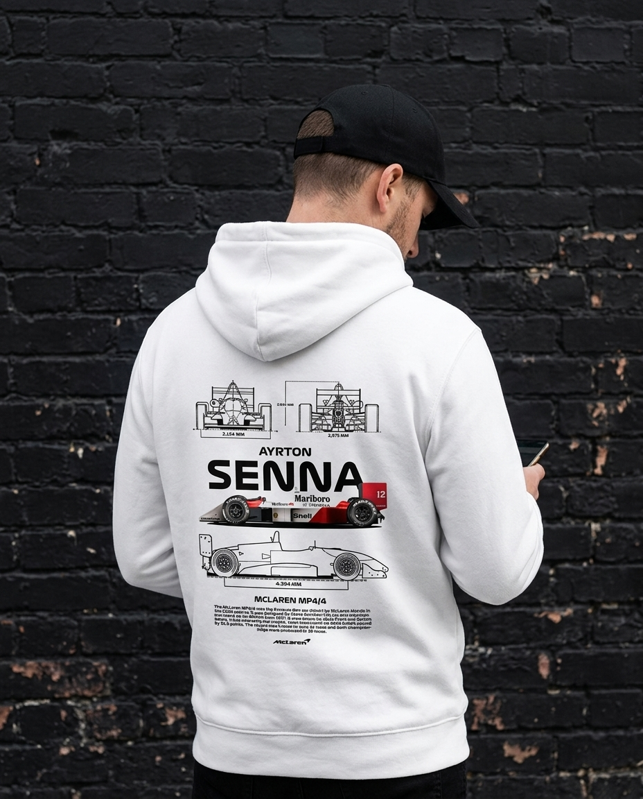 Hoodie Ayrton Senna Urbano - 2XL, Blanco