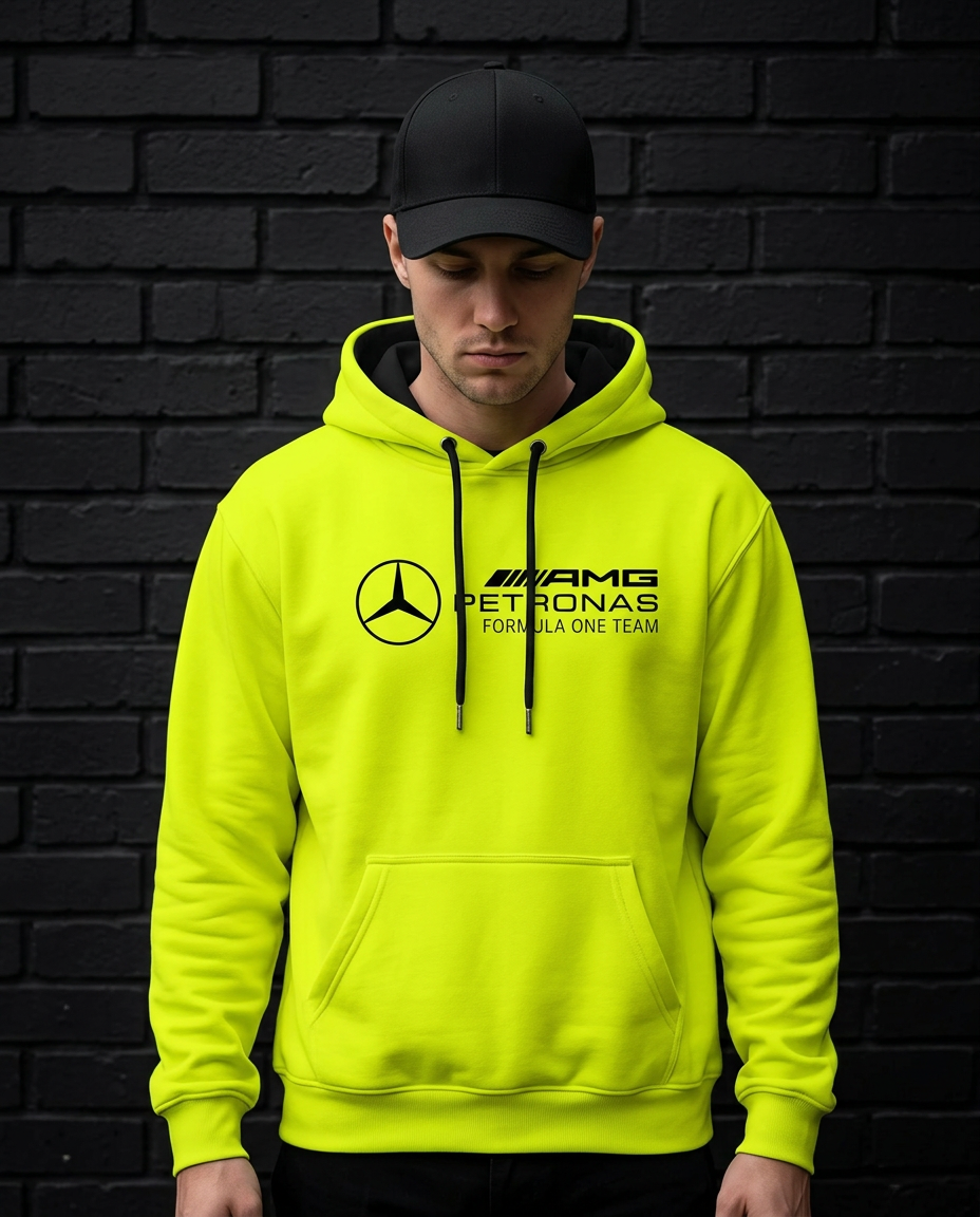 Hoodie Modelo Mercedes Petronas Amarillo Fluor